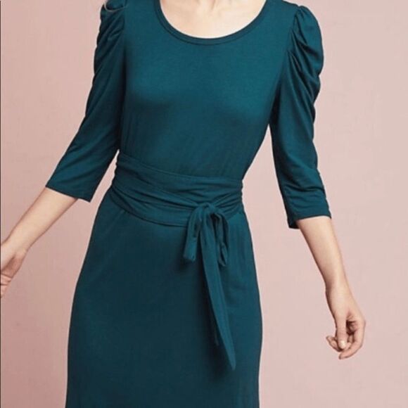Anthropologie Dresses & Skirts - ANTHROPOLOGIE MAEVE Ceres Ruched Green Dress XXS